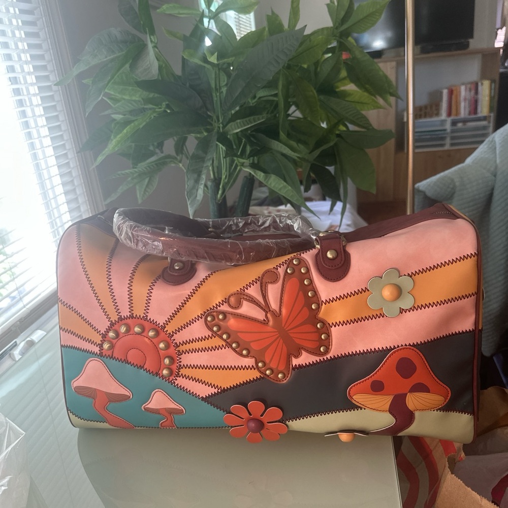 Colorful Butterfly and Mushroom Women's Bag